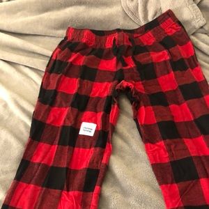 Plaid full length pajama bottom pants.
